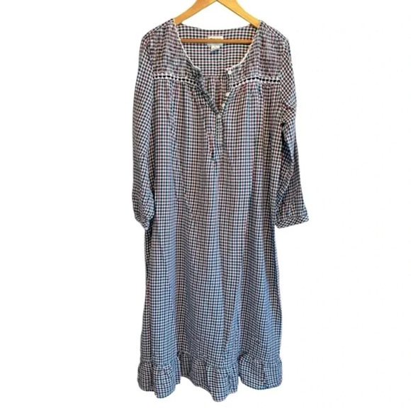 Amanda Stewart Intimates Vntg smocked Plaid Cotton Christmas Nightgown Size XL - Picture 1 of 10